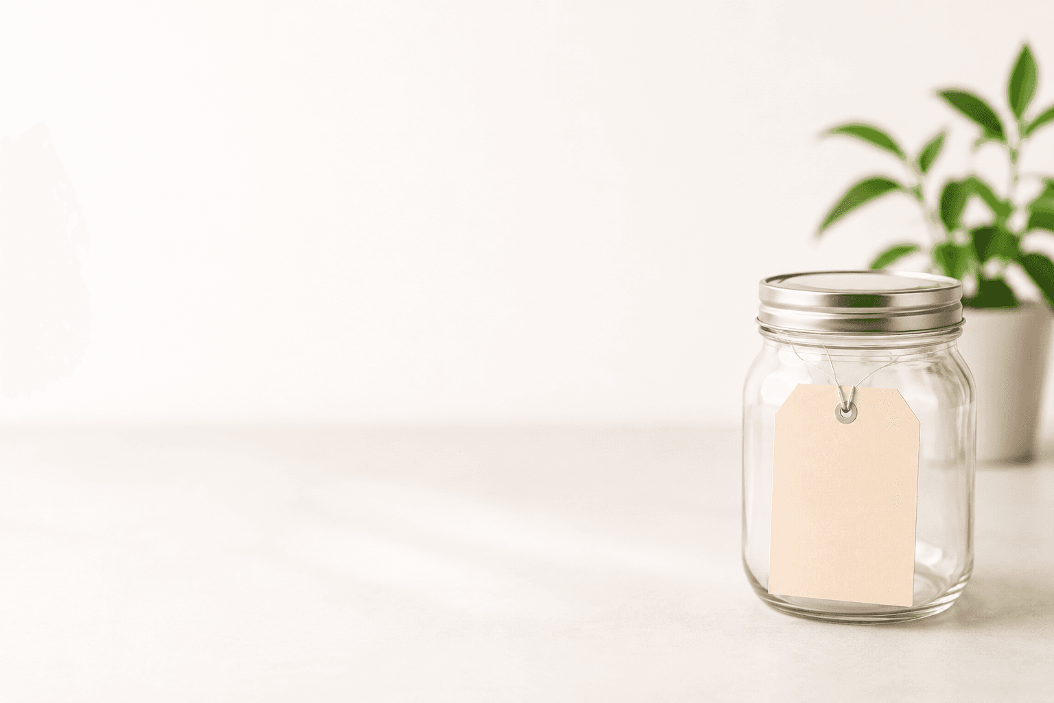 Money jar with tag